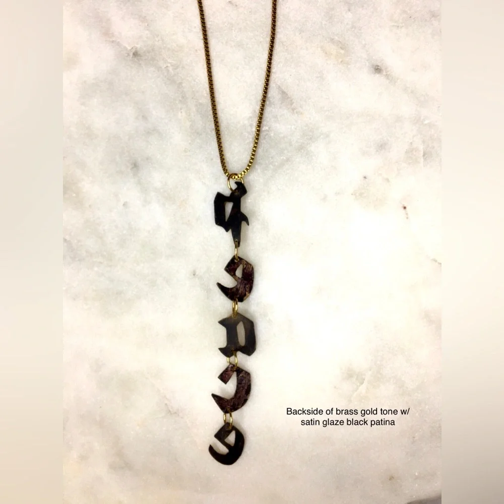 Gold Peace Necklace, handcrafted peace gold tone pendant w/24k gold plated chain - Picture 12 of 15